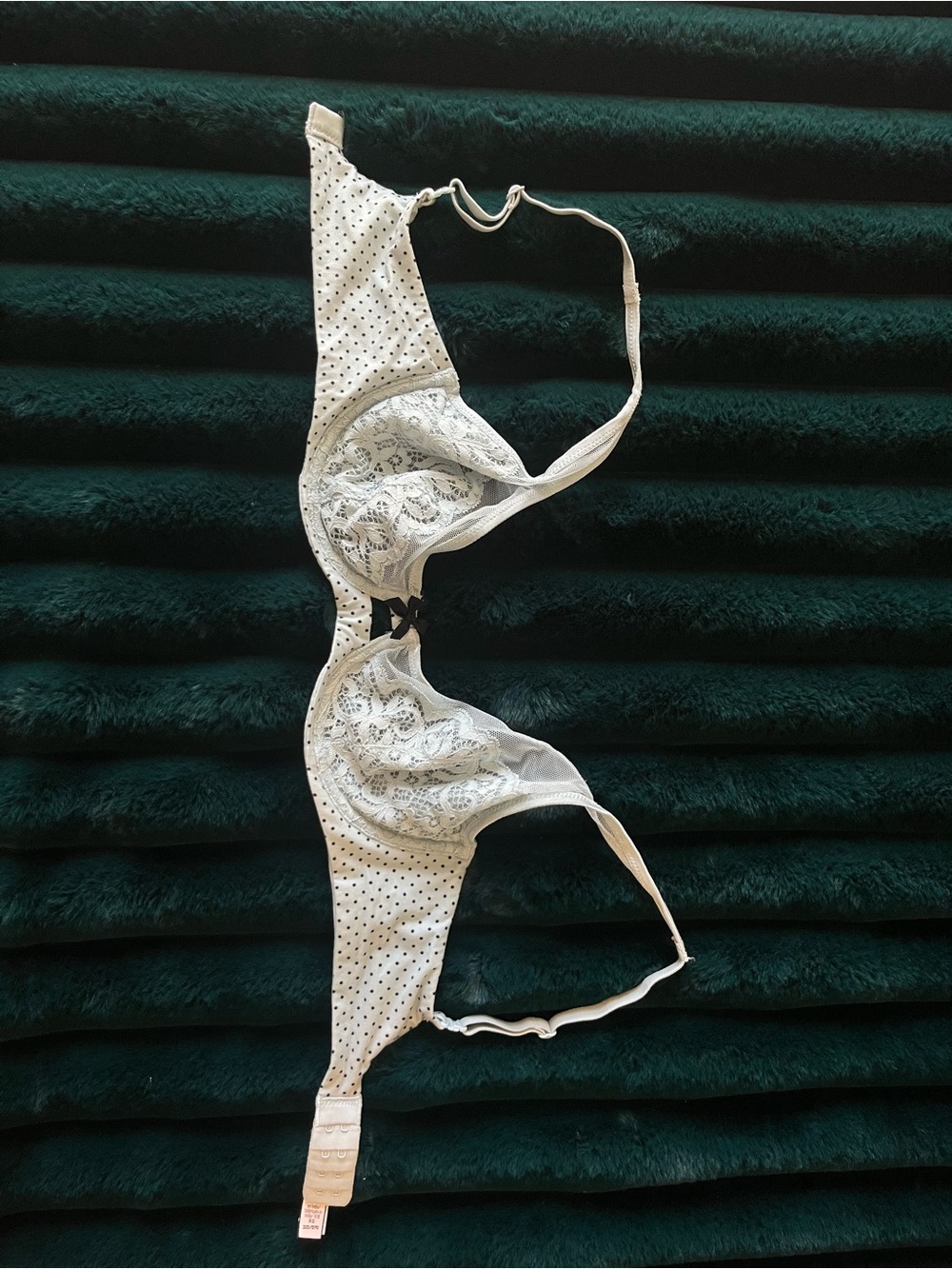 Baby Blue Lace Overlay Polka Dot Underwire Bra